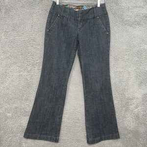 Boom Boom Jeans Women's Size 9 Blue‎ Boho Flare Hipping Mid Rise Dark Stretch